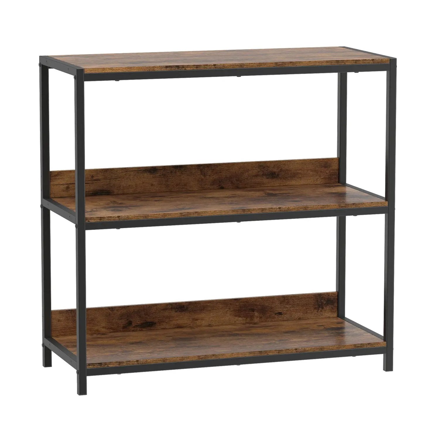 Three Tier Industrial Bookshelf with Metal Frame