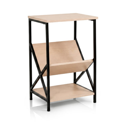 3-Tier Industrial Side Table with Bookshelf