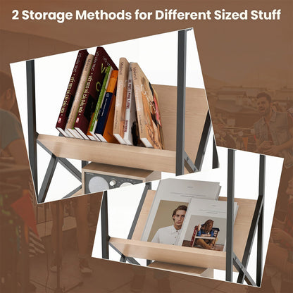 3-Tier Industrial Side Table with Bookshelf
