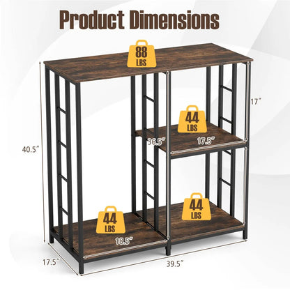 3 Tier Baker Rack with Open Shelves Rustic Brown
