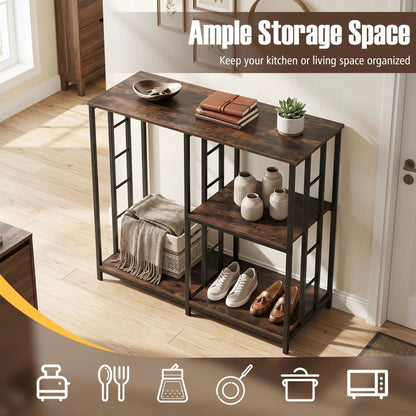 3 Tier Baker Rack with Open Shelves Rustic Brown