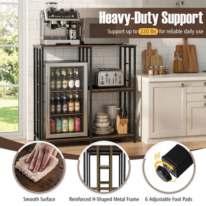 3 Tier Baker Rack with Open Shelves Rustic Brown