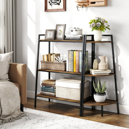 3-Tier Ladder Shelf and Corner Shelf Set with metal frame in black finish and wood shelves on Tampa Home & Garden Store