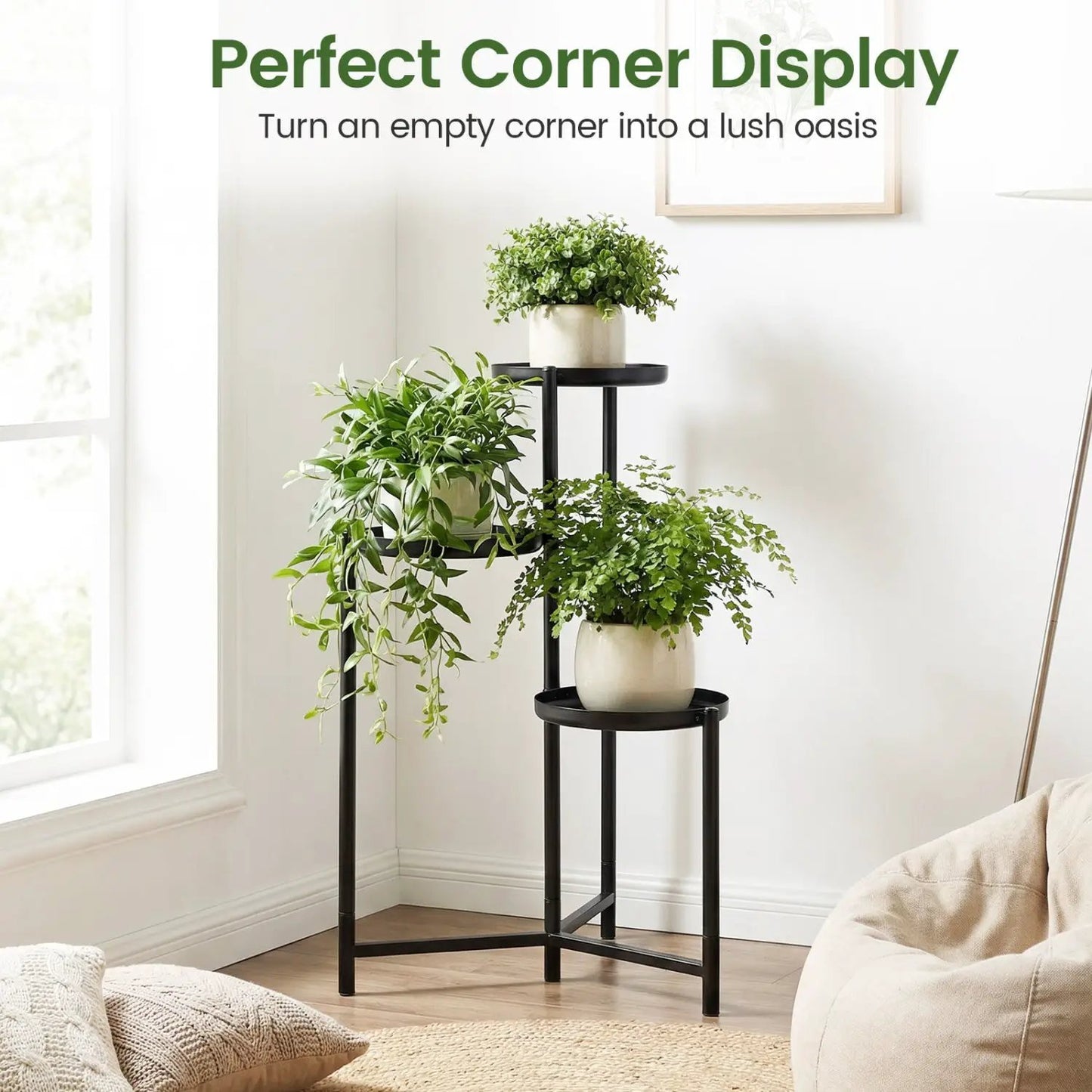 Three Tier Metal Plant Stand Corner Flower Pot
