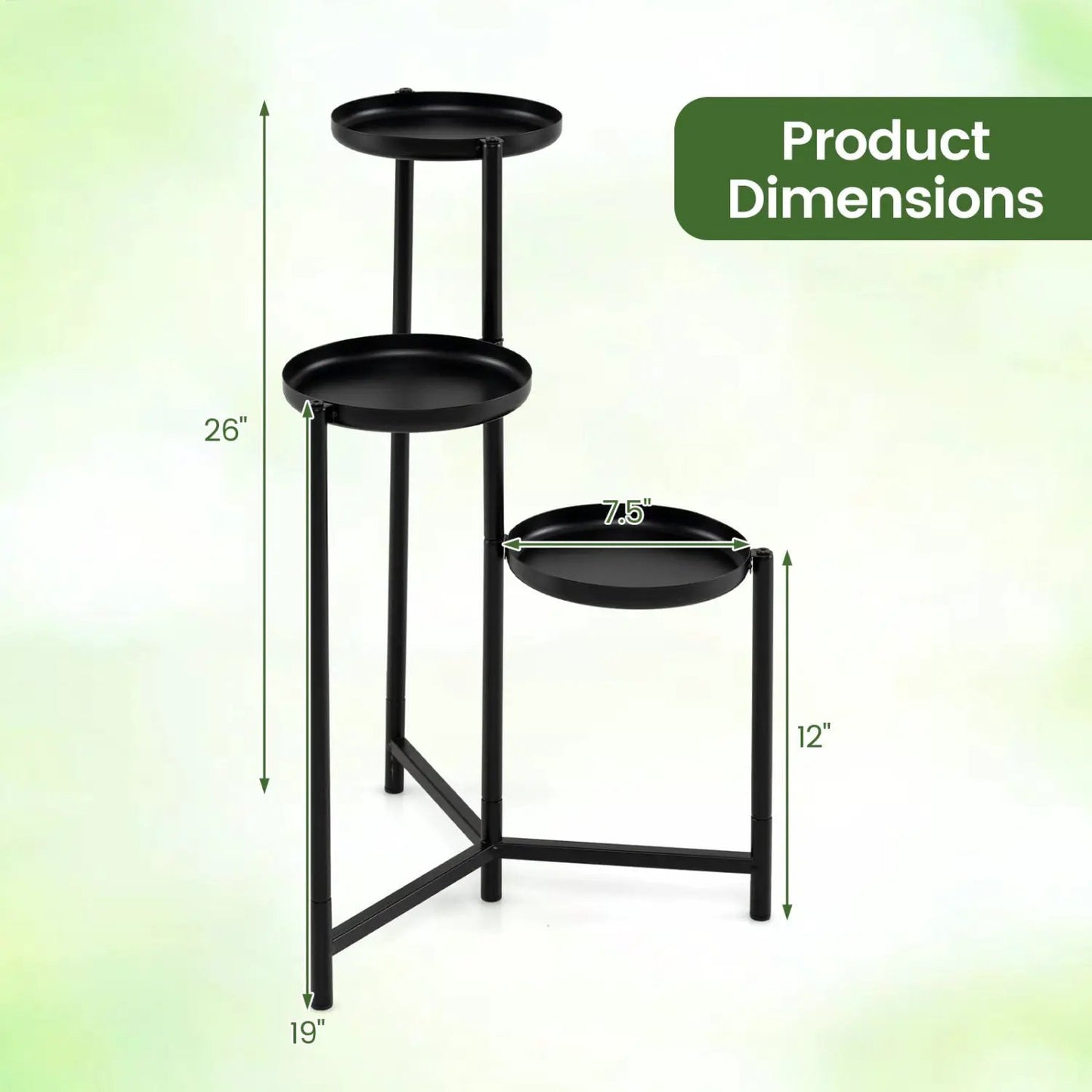 Three Tier Metal Plant Stand Corner Flower Pot