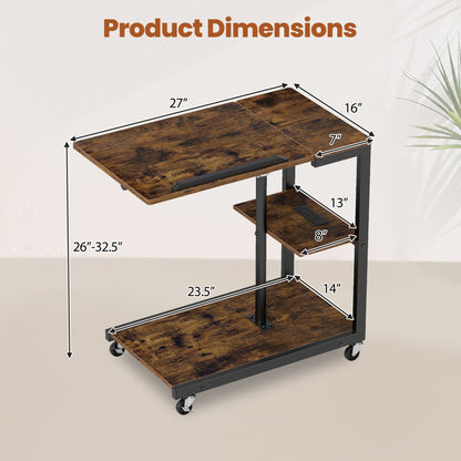 3-Tier Couch Side Table with Tiltable Tabletop wood finish black metal frame DirectDeals on Tampa Home & Garden Store