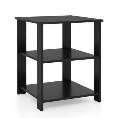3-Tier Square Side Table With Storage Shelves
