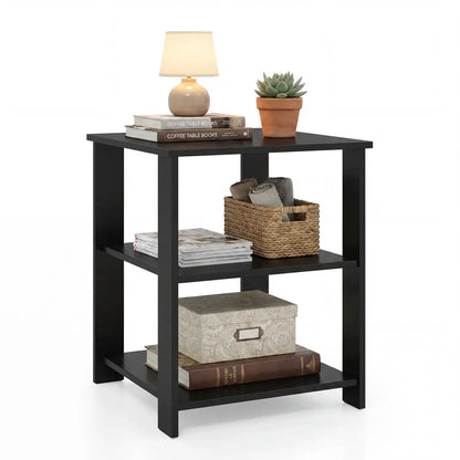 3-Tier Square Side Table With Storage Shelves