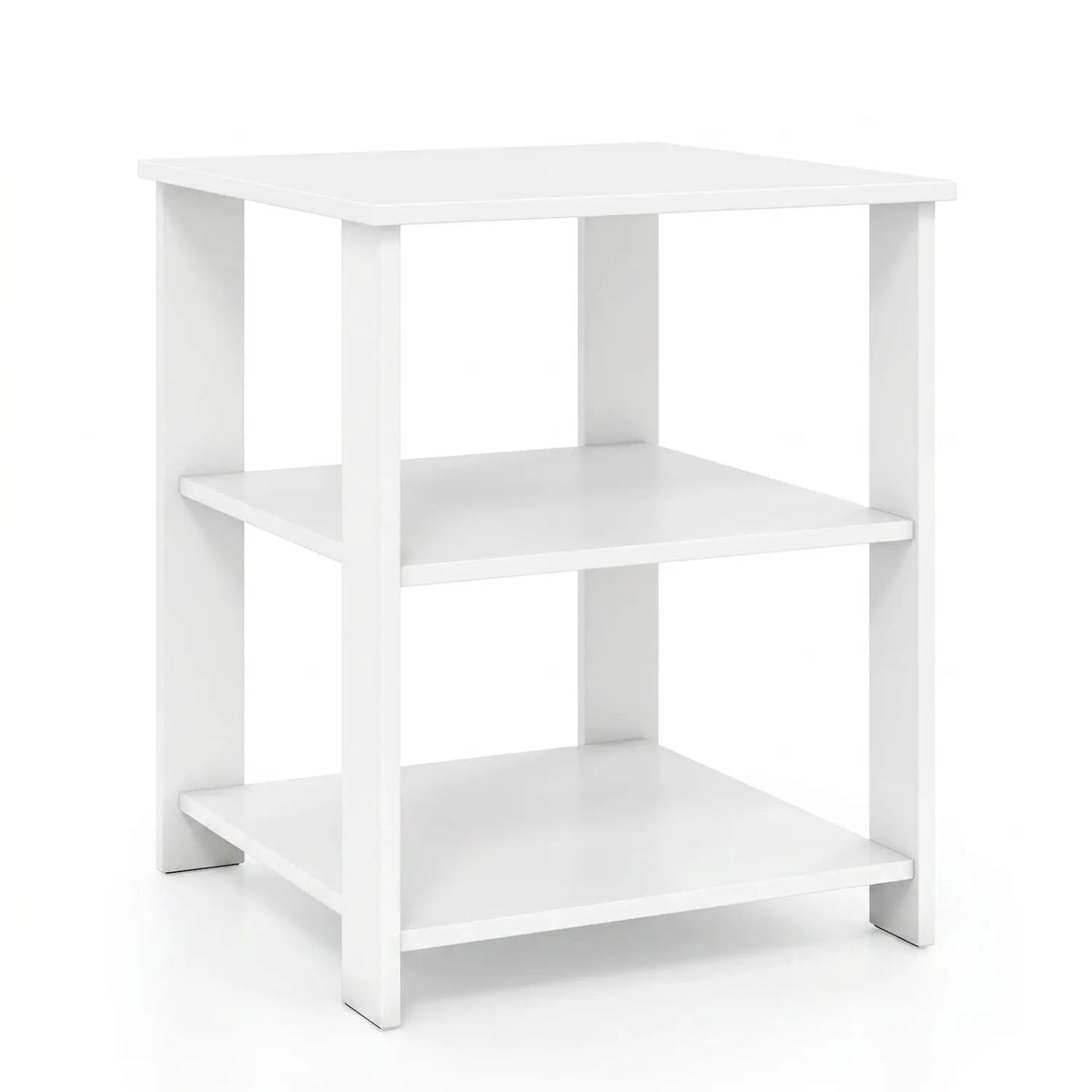 3-Tier Square Side Table With Storage Shelves