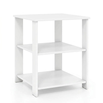 3-Tier Square Side Table With Storage Shelves