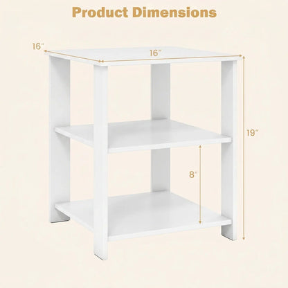 3-Tier Square Side Tables Set of 2 with Shelves