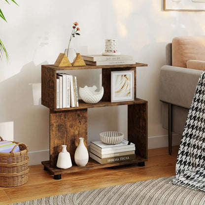 3-Tier S-Shaped Bookshelf With Adjustable Feet