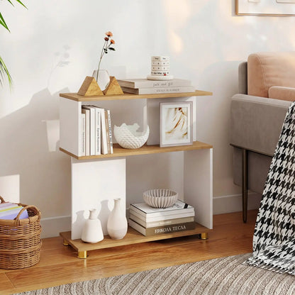 3-Tier S-Shaped Bookshelf With Adjustable Feet