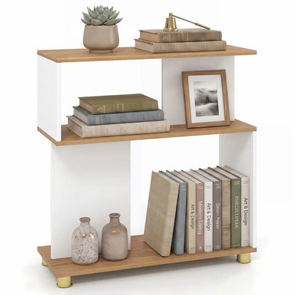 3-Tier S-Shaped Bookshelf With Adjustable Feet