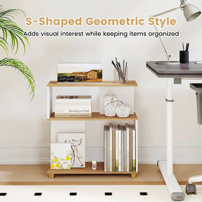 3-Tier S-Shaped Bookshelf With Adjustable Feet