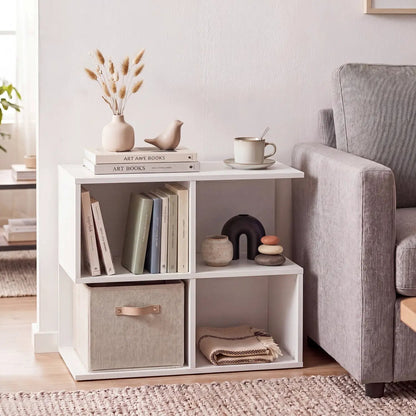 3 Tier S Shaped End Table With 4 Storage Cubes