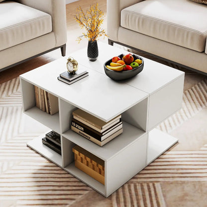 3 Tier S Shaped End Table With 4 Storage Cubes