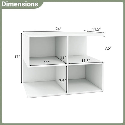 3 Tier S Shaped End Table With 4 Storage Cubes