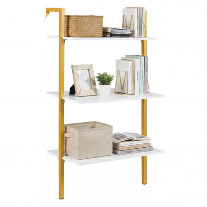 3-Tier Wall Mounted Shelf Unit with Metal Ladder
