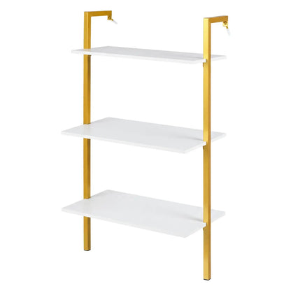 3-Tier Wall Mounted Shelf Unit with Metal Ladder