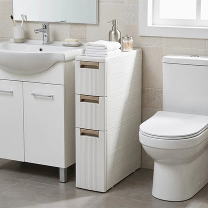 Narrow Storage Cabinet With Drawers and Dividers