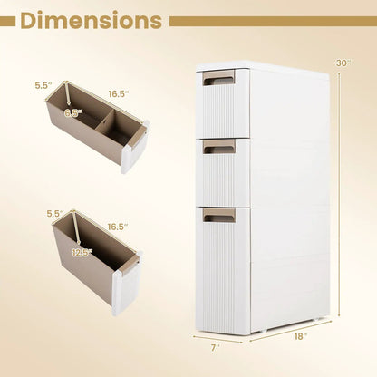 Narrow Storage Cabinet With Drawers and Dividers