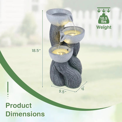 3 Tier Outdoor Water Fountain with LED Lights