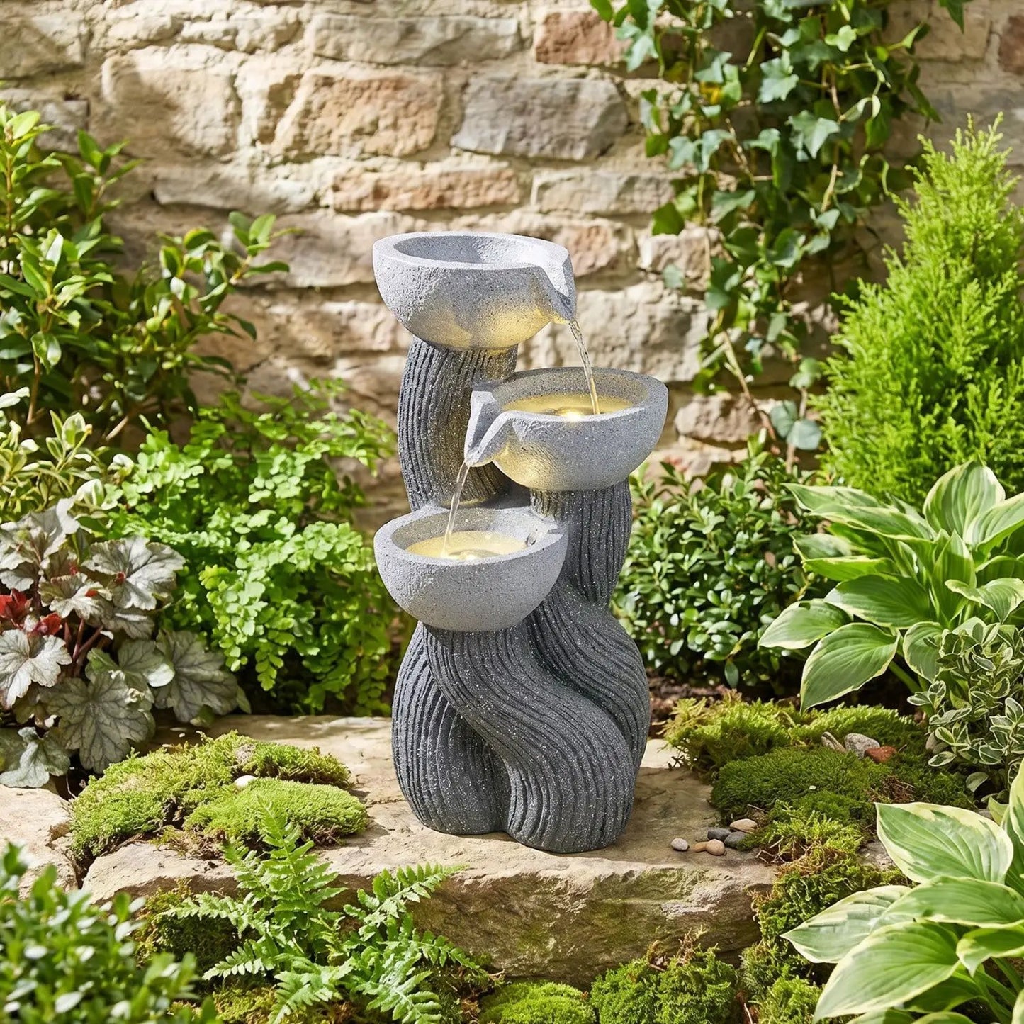 3 Tier Outdoor Water Fountain with LED Lights