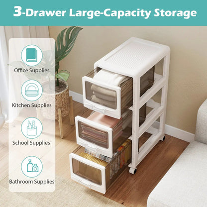 Rolling Storage Cart With Lockable Wheels