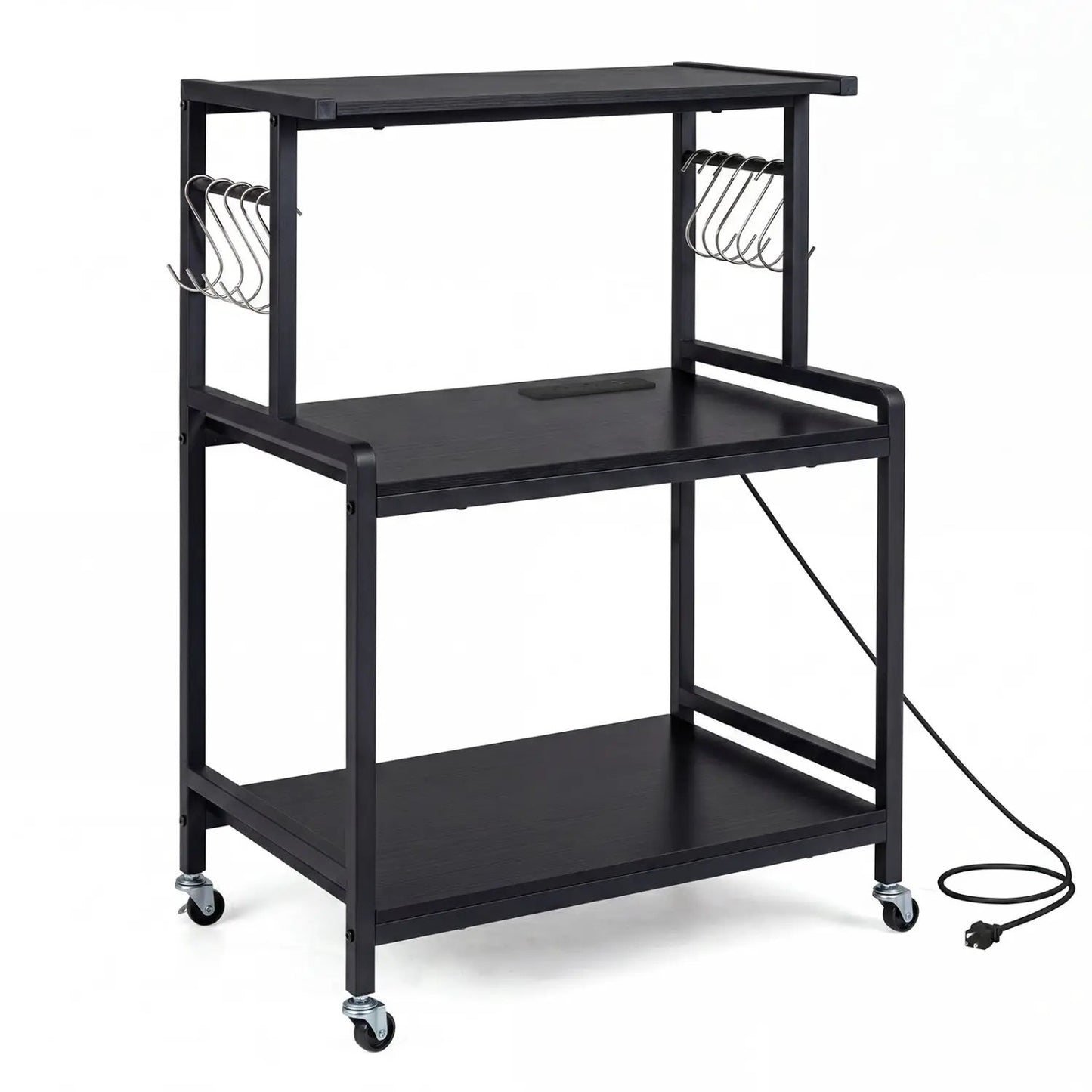 3-Tier Rolling Microwave Cart With Power Outlets