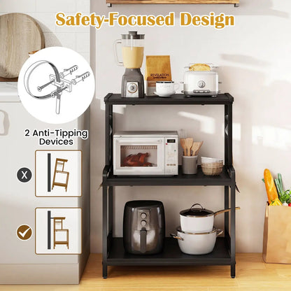 3-Tier Rolling Microwave Cart With Power Outlets