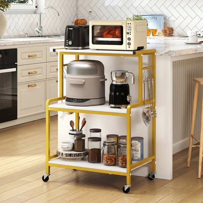 3-Tier Rolling Microwave Cart With Power Outlets