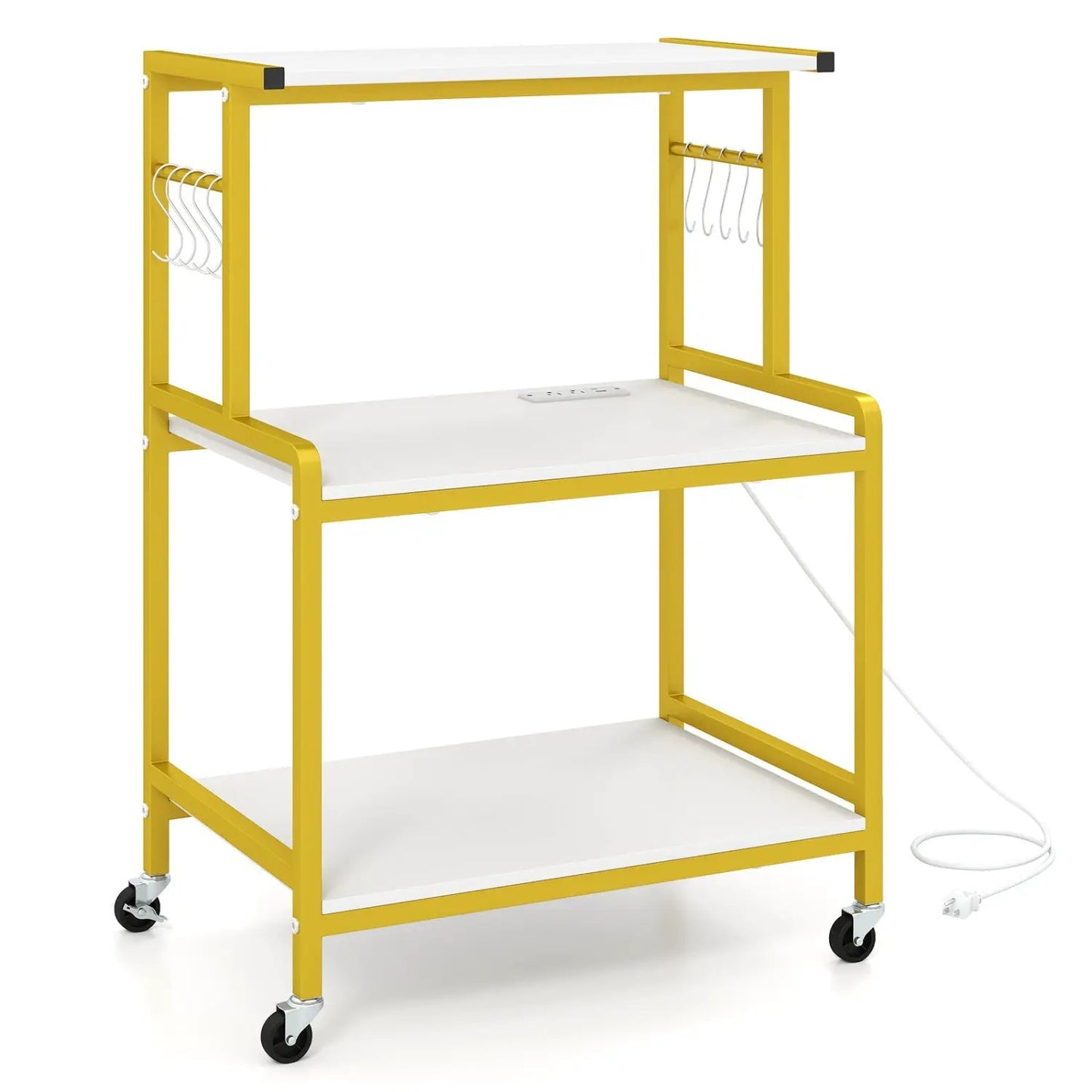 3-Tier Rolling Microwave Cart With Power Outlets