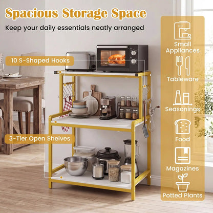 3-Tier Rolling Microwave Cart With Power Outlets