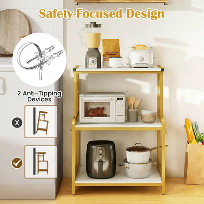 3-Tier Rolling Microwave Cart With Power Outlets