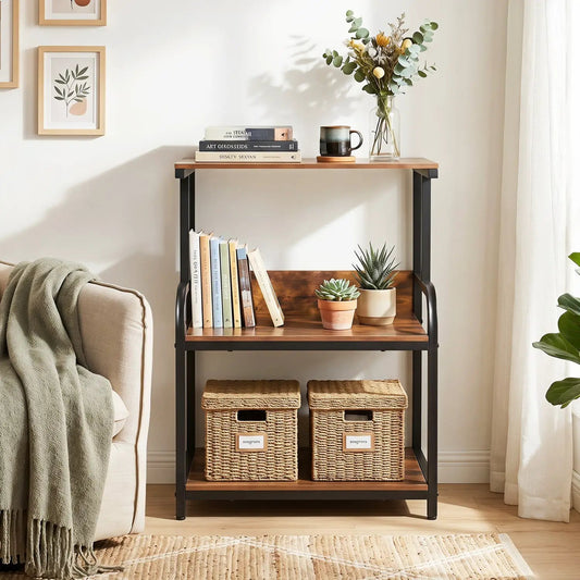 3-Tier rolling printer stand with adjustable shelf, wood top and black metal frame by DirectDeals on Tampa Home & Garden Store