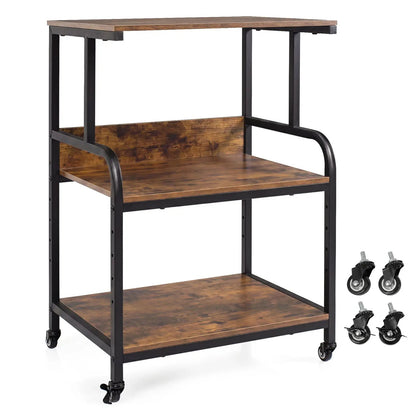 3-Tier Mobile Printer Stand with Adjustable Shelf