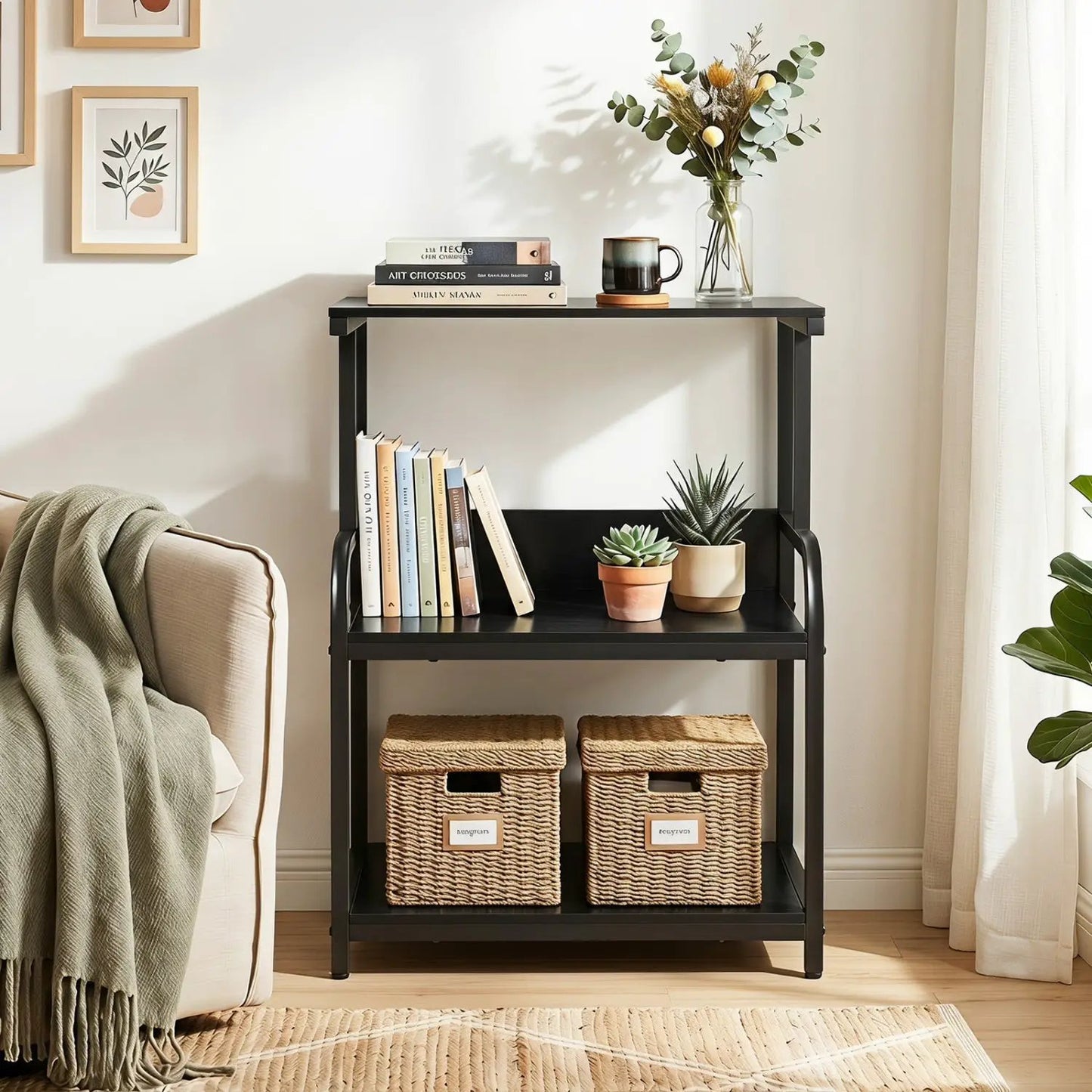 3-Tier Mobile Printer Stand with Adjustable Shelf