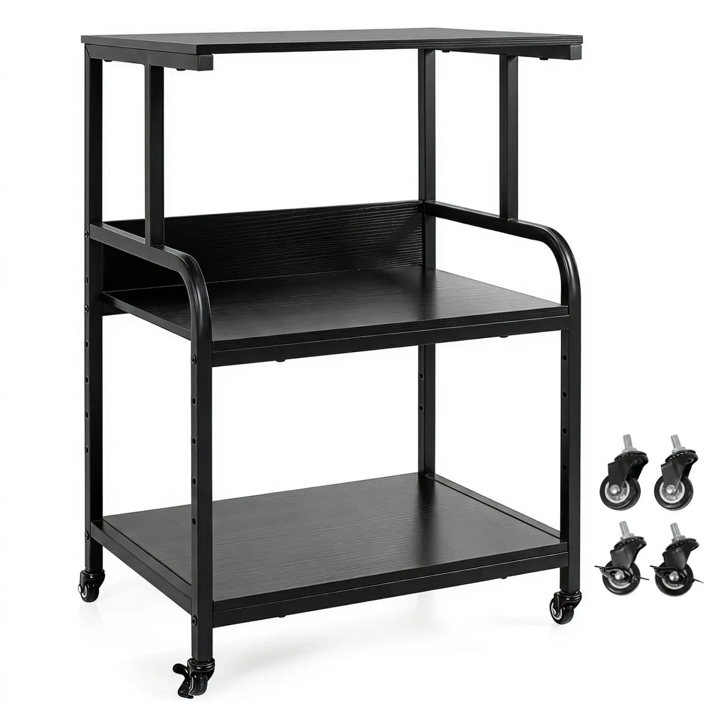 3-Tier Mobile Printer Stand with Adjustable Shelf