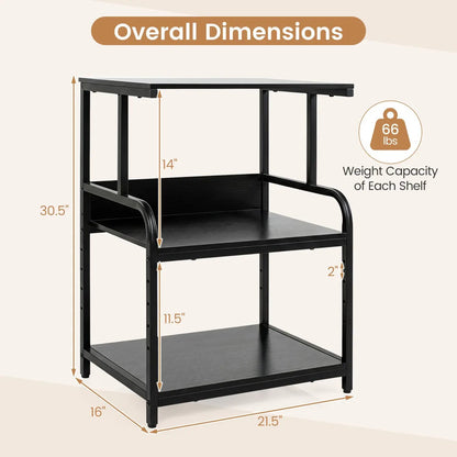 3-Tier Mobile Printer Stand with Adjustable Shelf