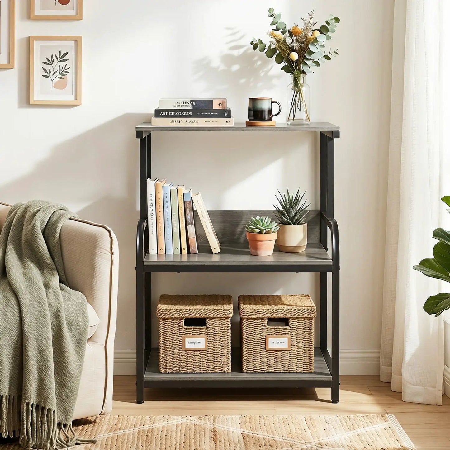 3-Tier Mobile Printer Stand with Adjustable Shelf