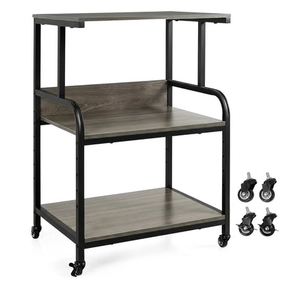 3-Tier Mobile Printer Stand with Adjustable Shelf