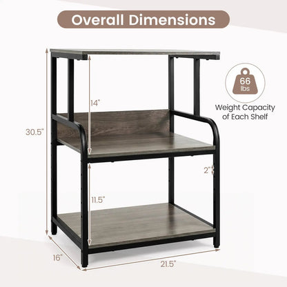 3-Tier Mobile Printer Stand with Adjustable Shelf