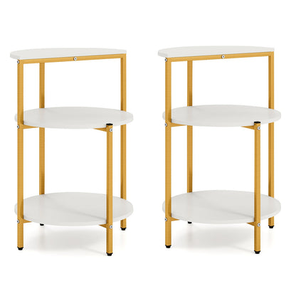3-Tier Round End Table for Small Space and Bedroom Room