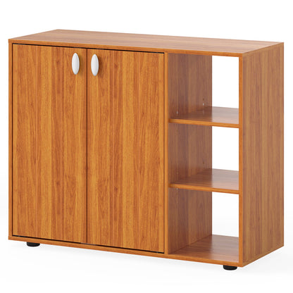 3-Tier Shoe Cabinet with Doors with Adjustable Open Shelves for Entryway