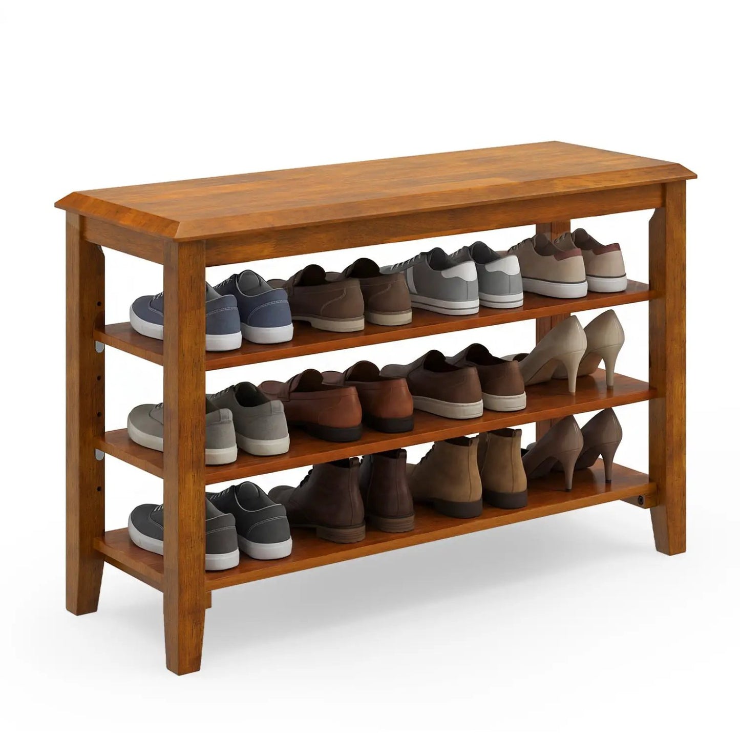 Tier Shoe Rack Bench With Adjustable Shelves