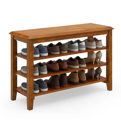 Tier Shoe Rack Bench With Adjustable Shelves