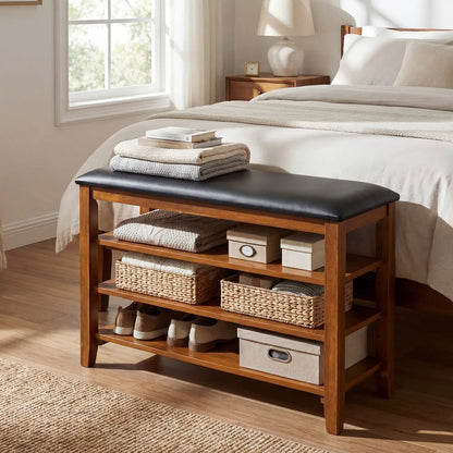 3-Tier Shoe Rack Bench With Adjustable Shelves