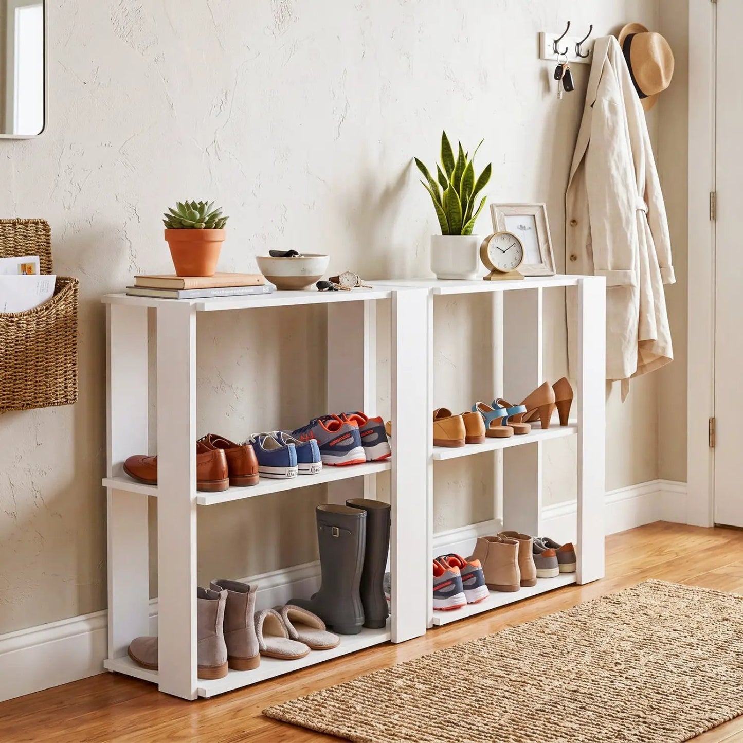 Three Tier Shoe Rack With Anti Tip Design White