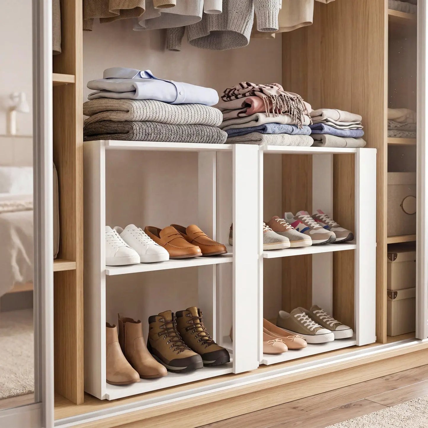 Three Tier Shoe Rack With Anti Tip Design White